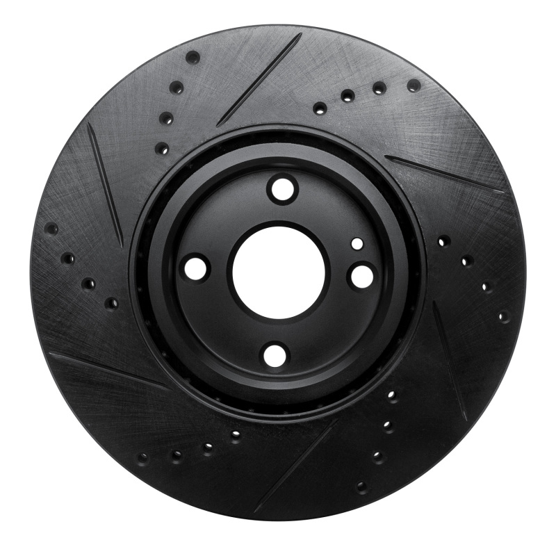 Fiat 124 Spider Brake Rotor (1) - Front Right - R1 Concepts - Drilled & Slotted - Black - `16-`25